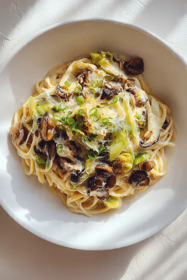 Caramelized Leek and Mushroom Gruyere Pasta