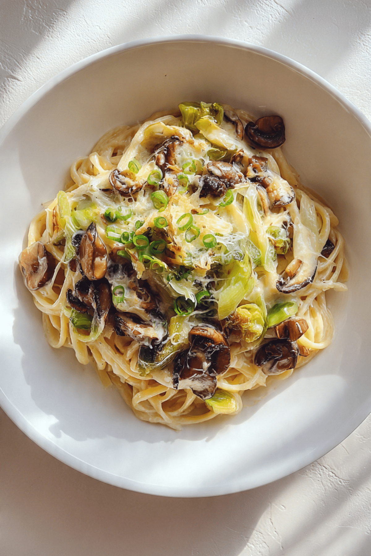 Caramelized Leek and Mushroom Gruyere Pasta