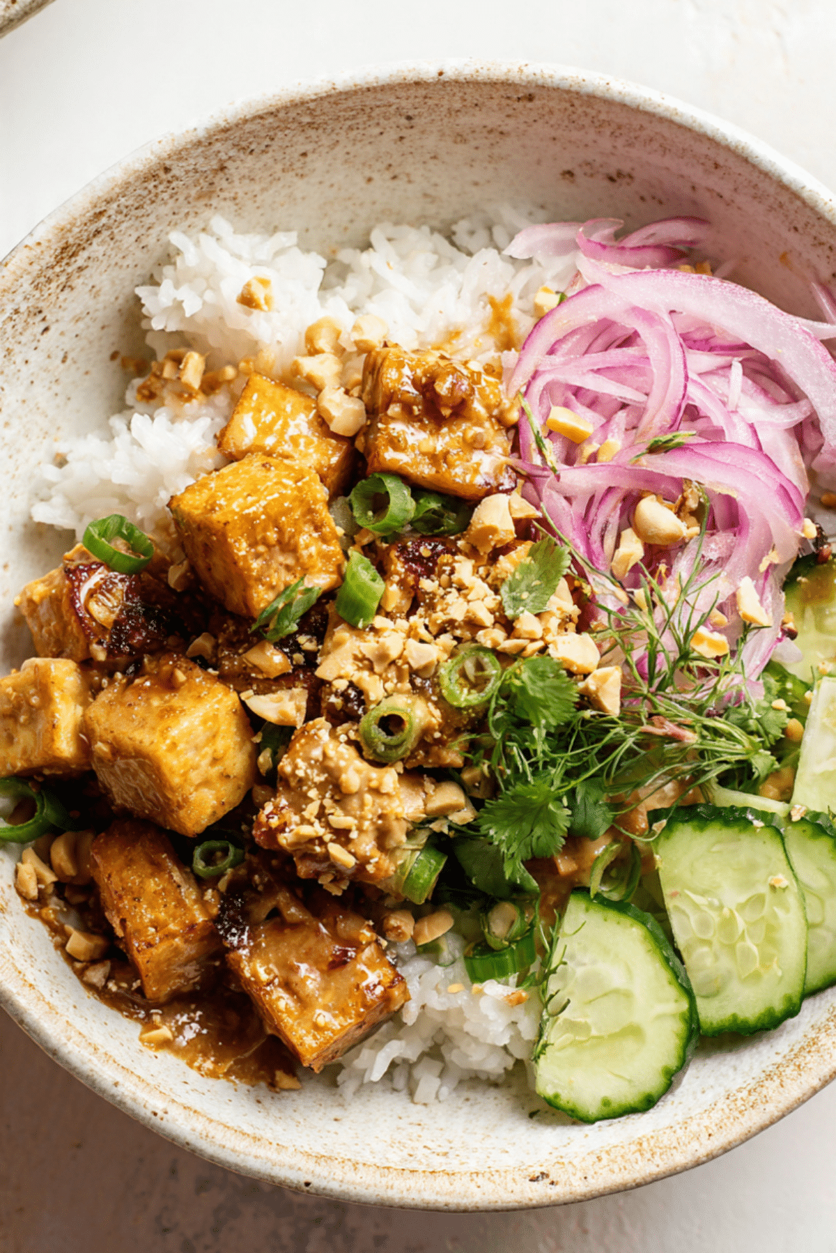 Spicy Peanut Tofu Bowls
