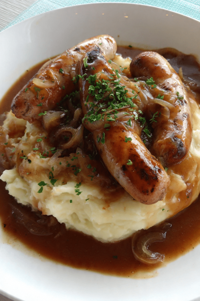 Bangers & Mash with Onion Gravy