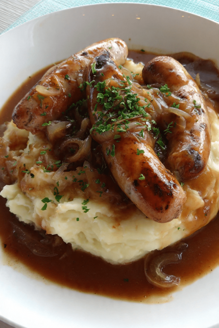 Bangers & Mash with Onion Gravy