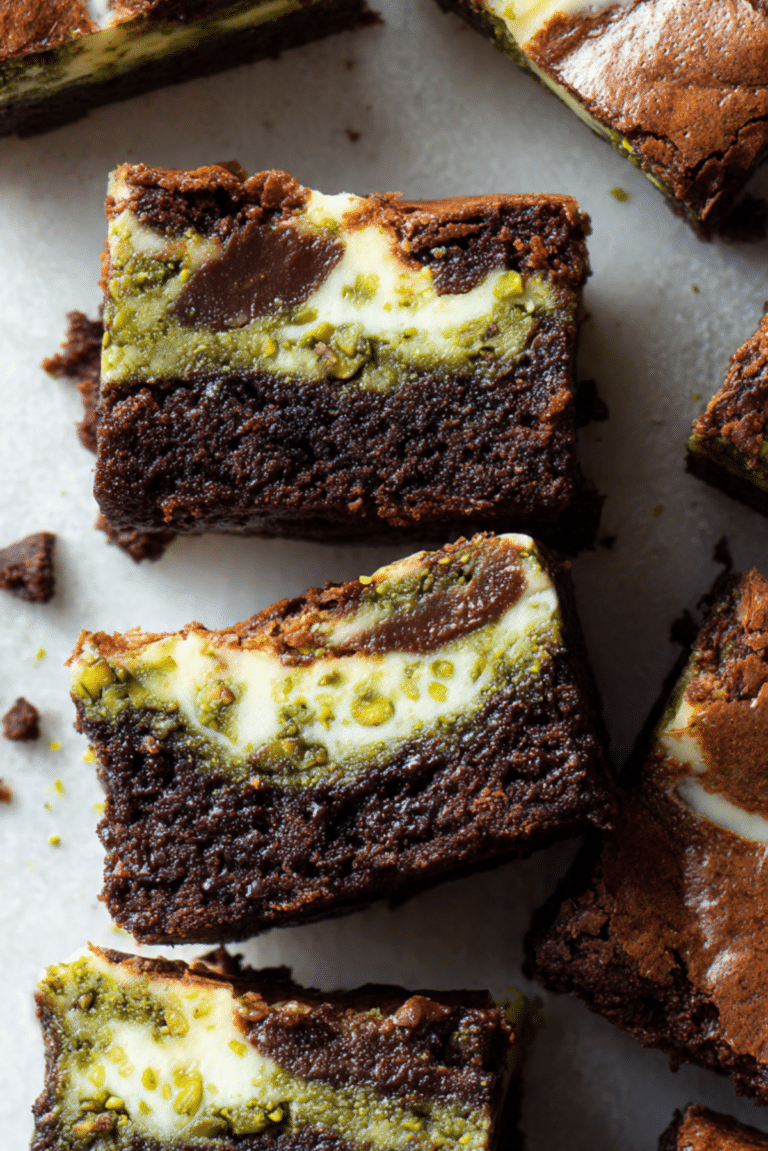 Pistachio Swirl Chocolate Brownies