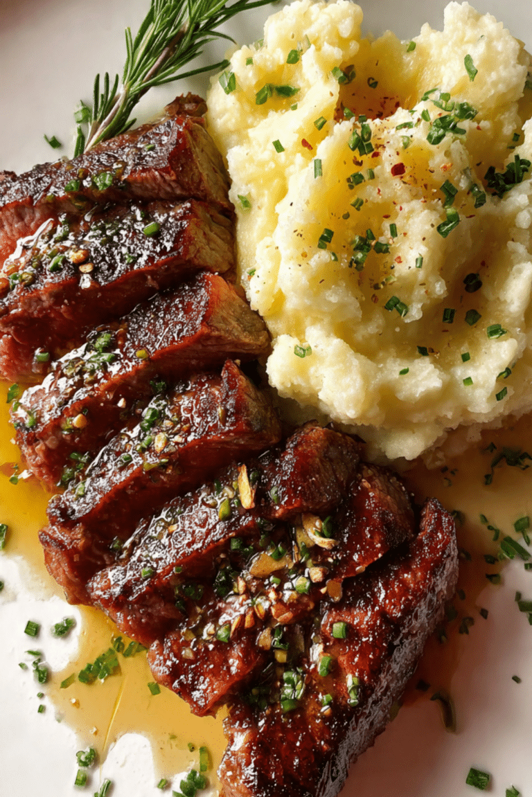 Rosemary Garlic Steak with Creamy Mash