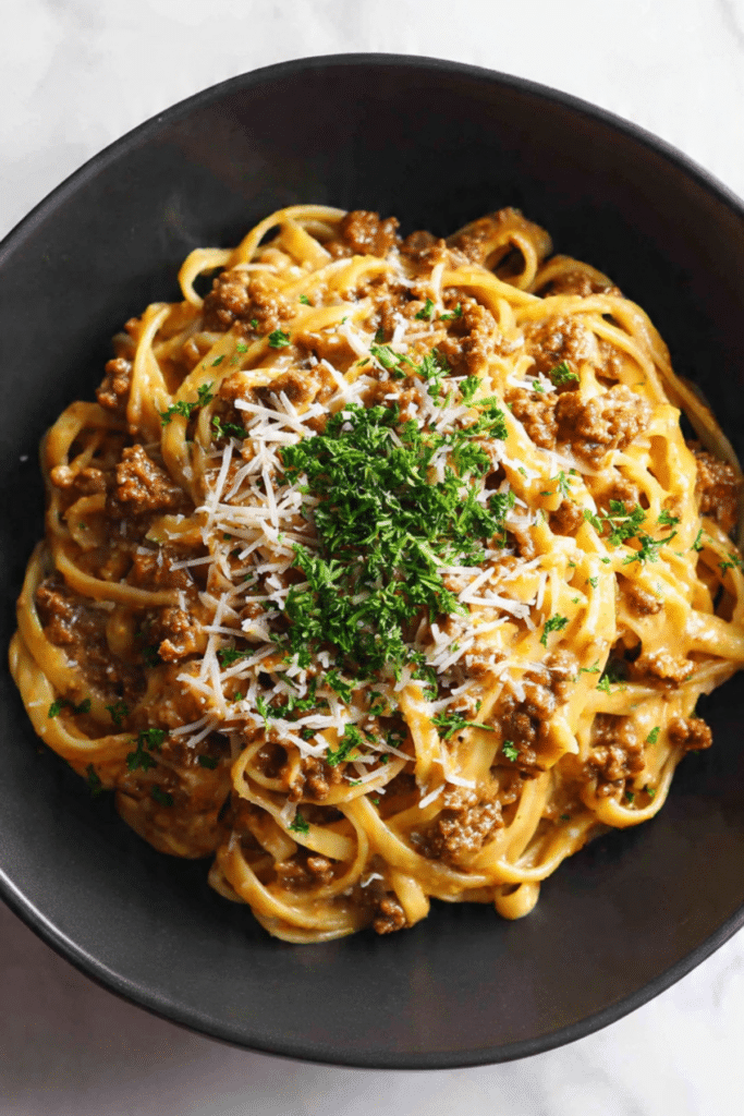 Cheesy Taco Beef Linguine