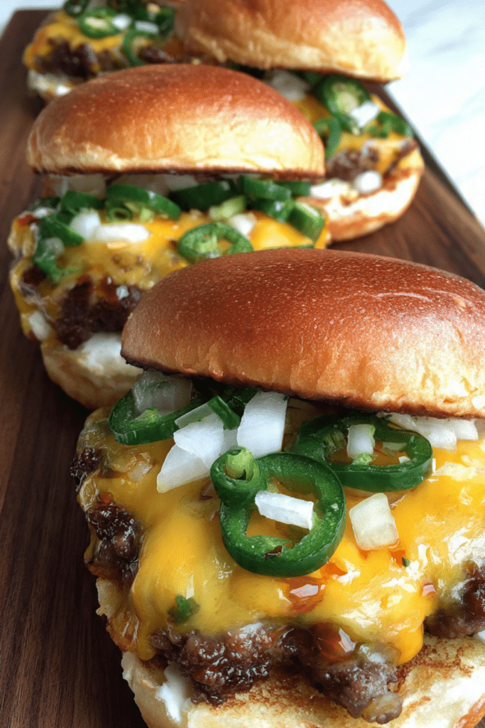 Hot Honey Chilli Cheese Beef Burgers