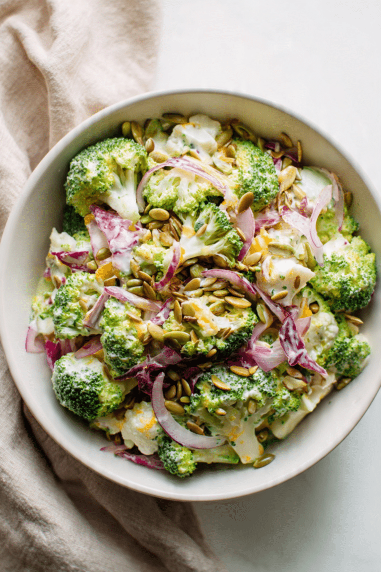 Broccoli Cauliflower Salad with Cheddar Bliss