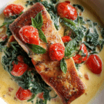 Tuscan Salmon with Spinach & Tomatoes