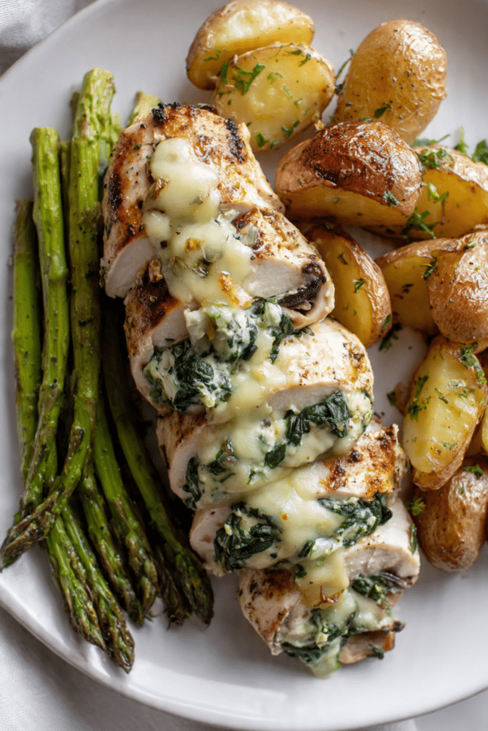 Spinach and Mushroom Stuffed Chicken Breast