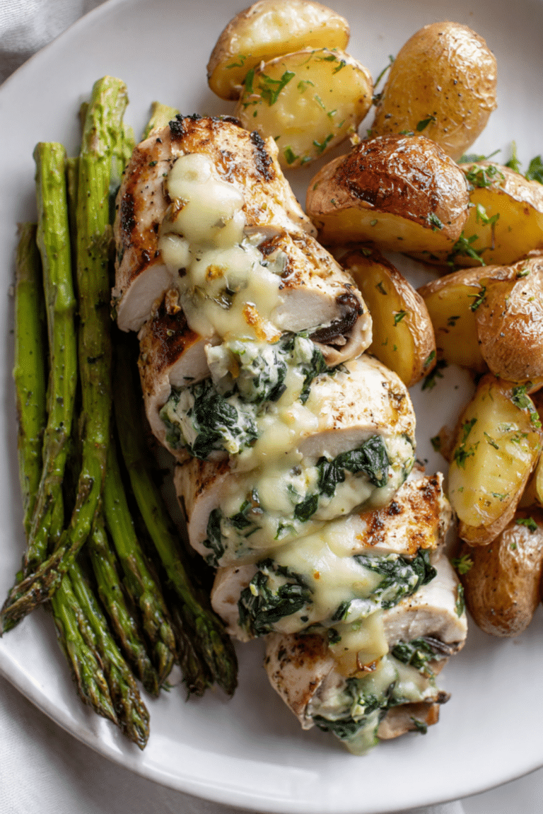 Spinach and Mushroom Stuffed Chicken Breast