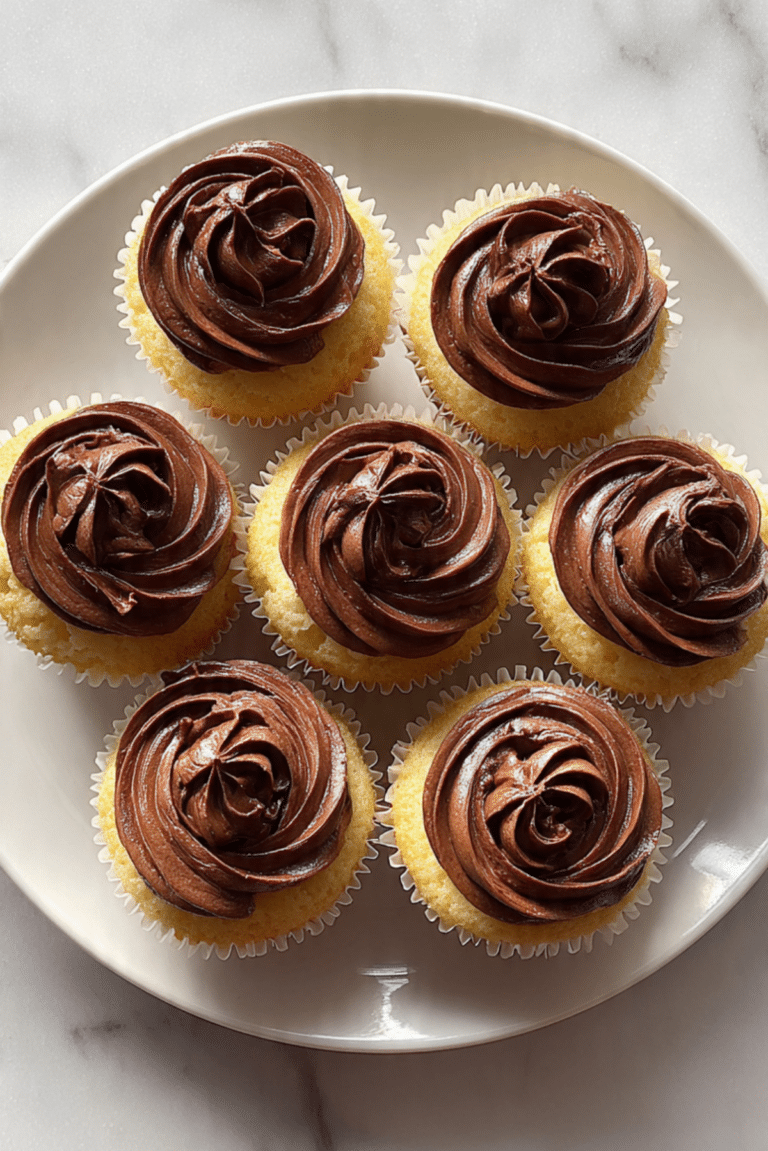 Classic Yellow Cupcakes with Chocolate Buttercream Frosting