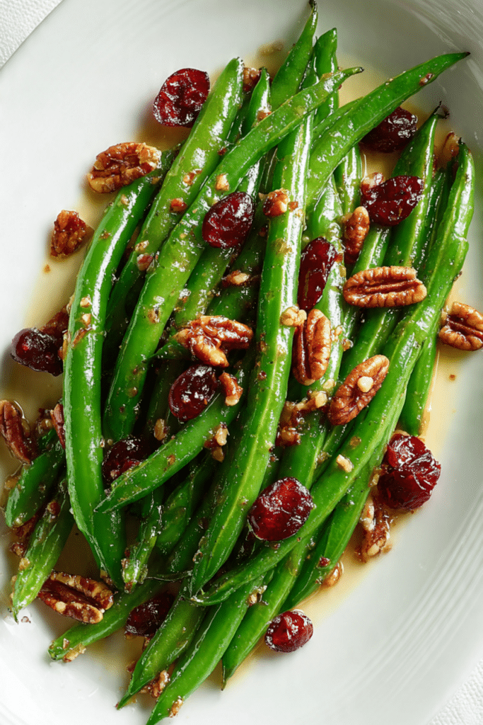 Green Beans with Honey Pecan Butter and Cranberries