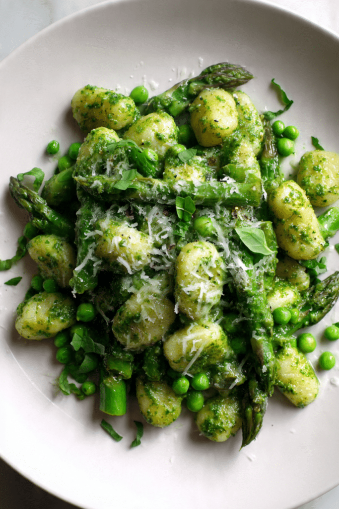 Pesto Gnocchi with Asparagus and Peas Recipe