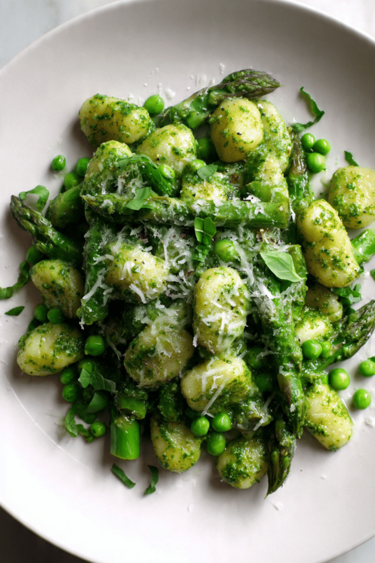 Pesto Gnocchi with Asparagus and Peas Recipe