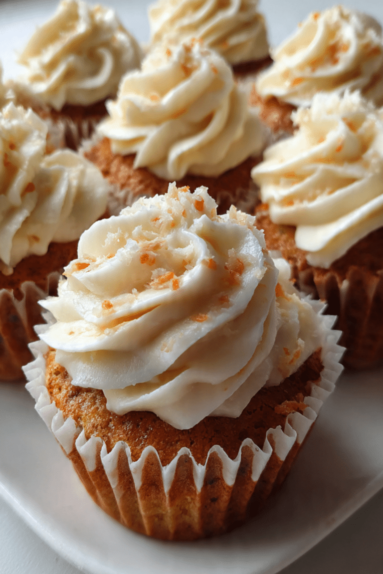 Banana Carrot Cupcakes with Coconut Cream Cheese Frosting