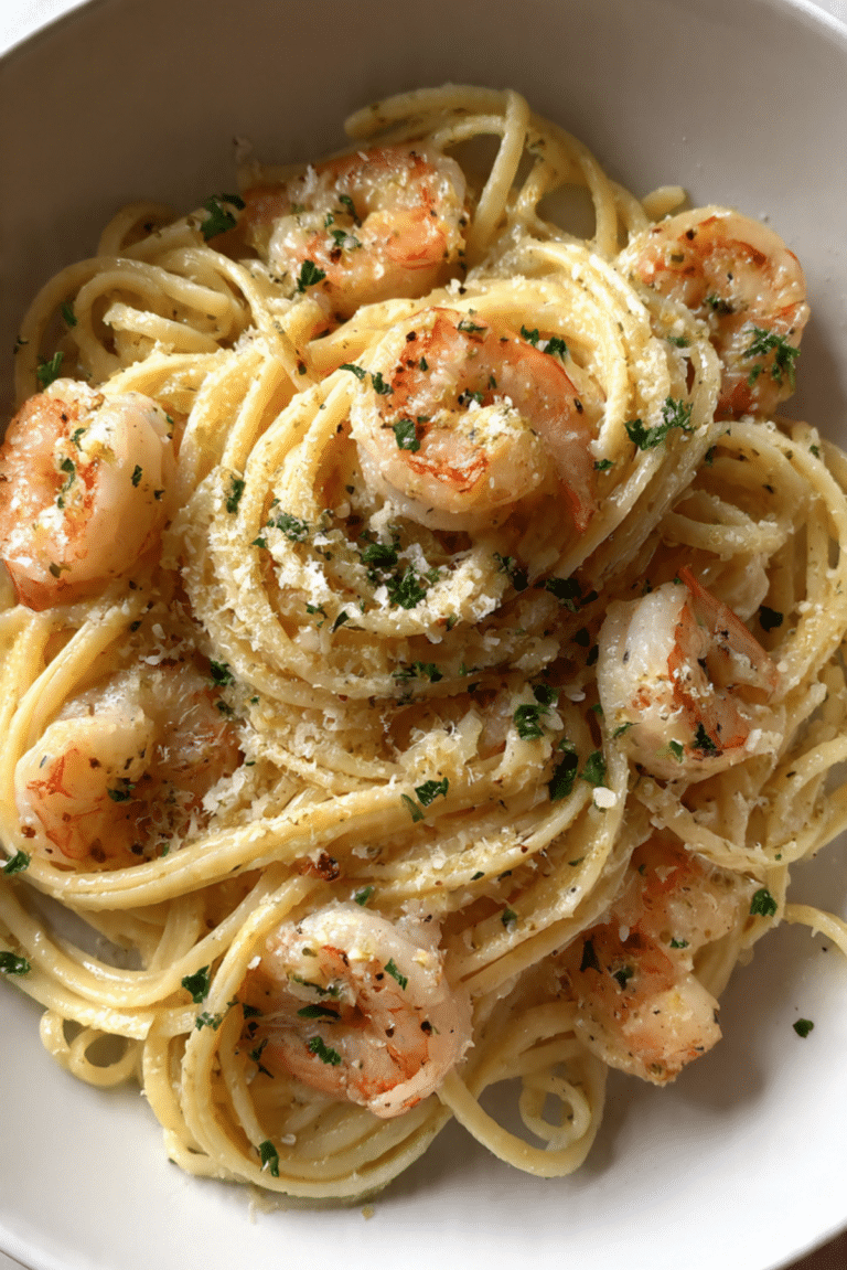 Lemon Butter Garlic Shrimp Pasta