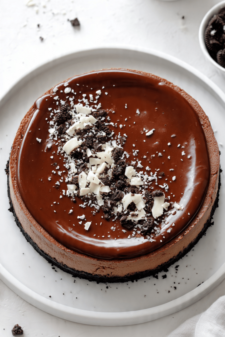 Triple Chocolate Cheesecake with Oreo Crust