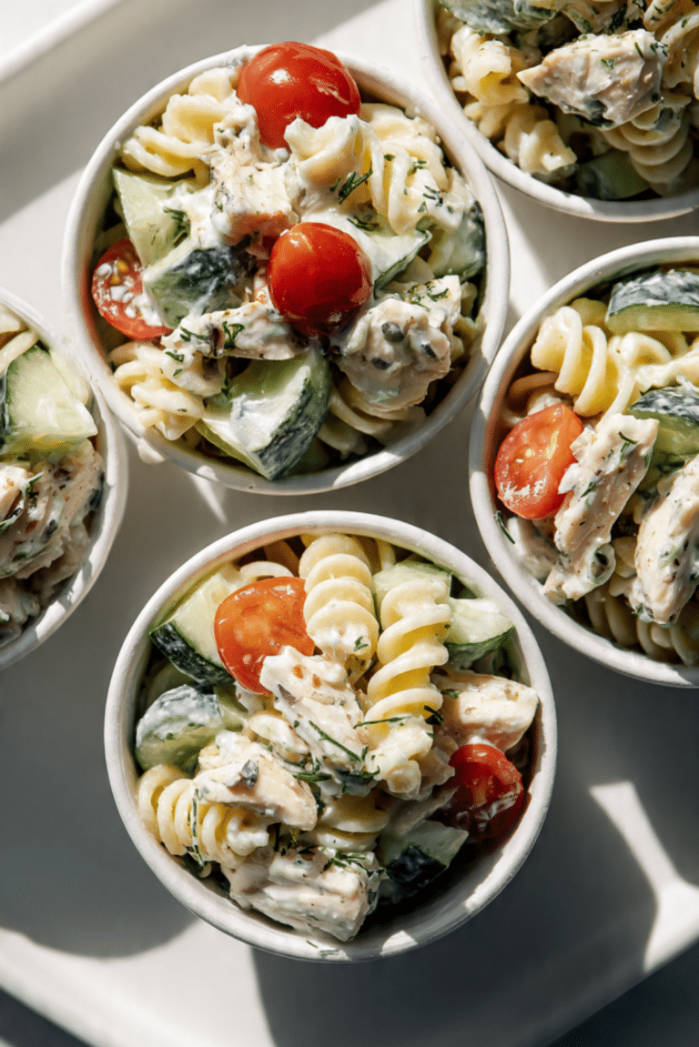 High-Protein Greek Yogurt Chicken Pasta Salad Cups