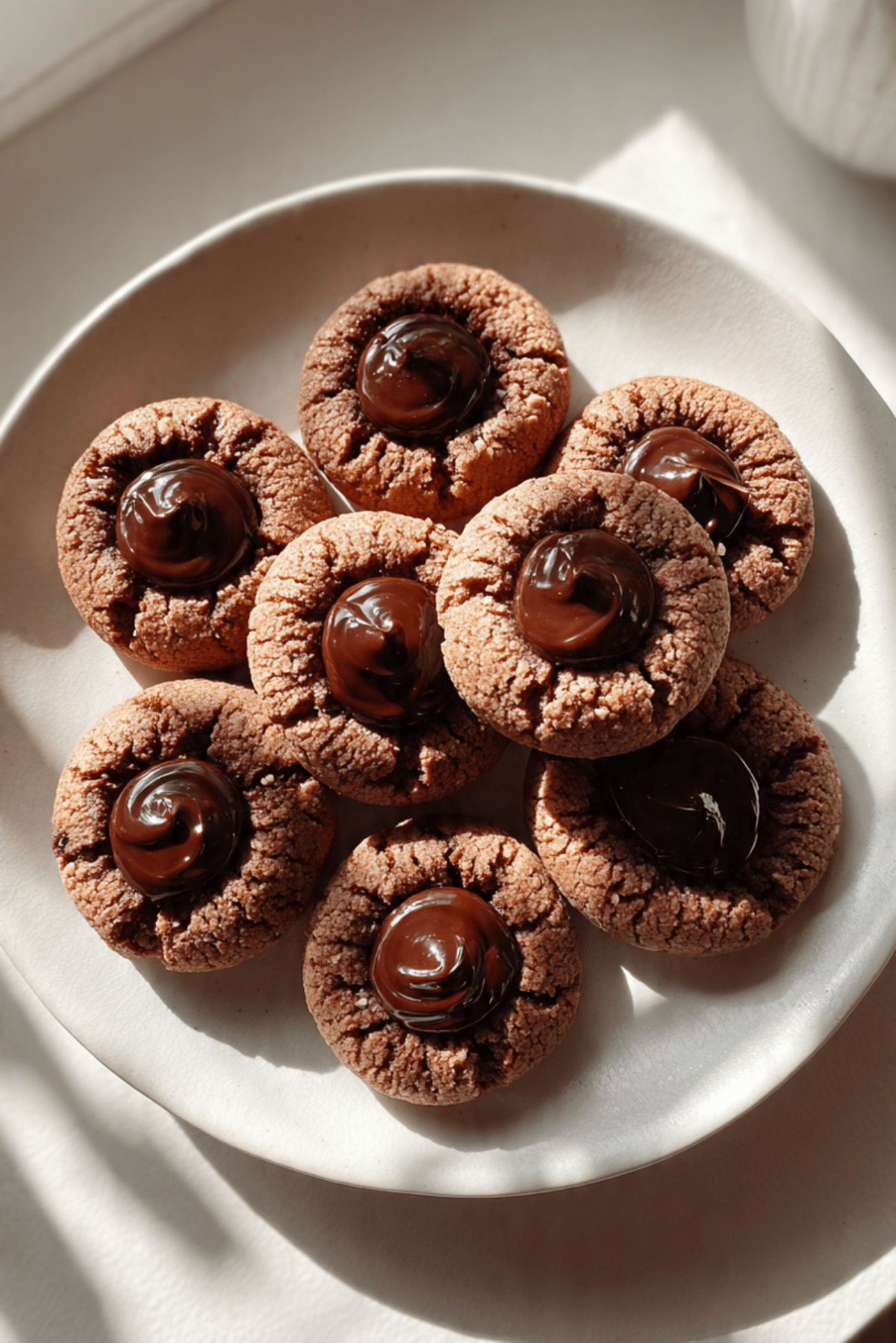 Chocolate Hazelnut Thumbprint Cookies