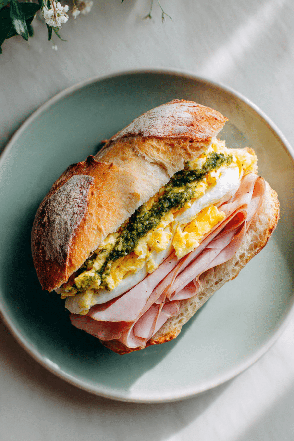 Pesto Eggs & Mortadella Sanders