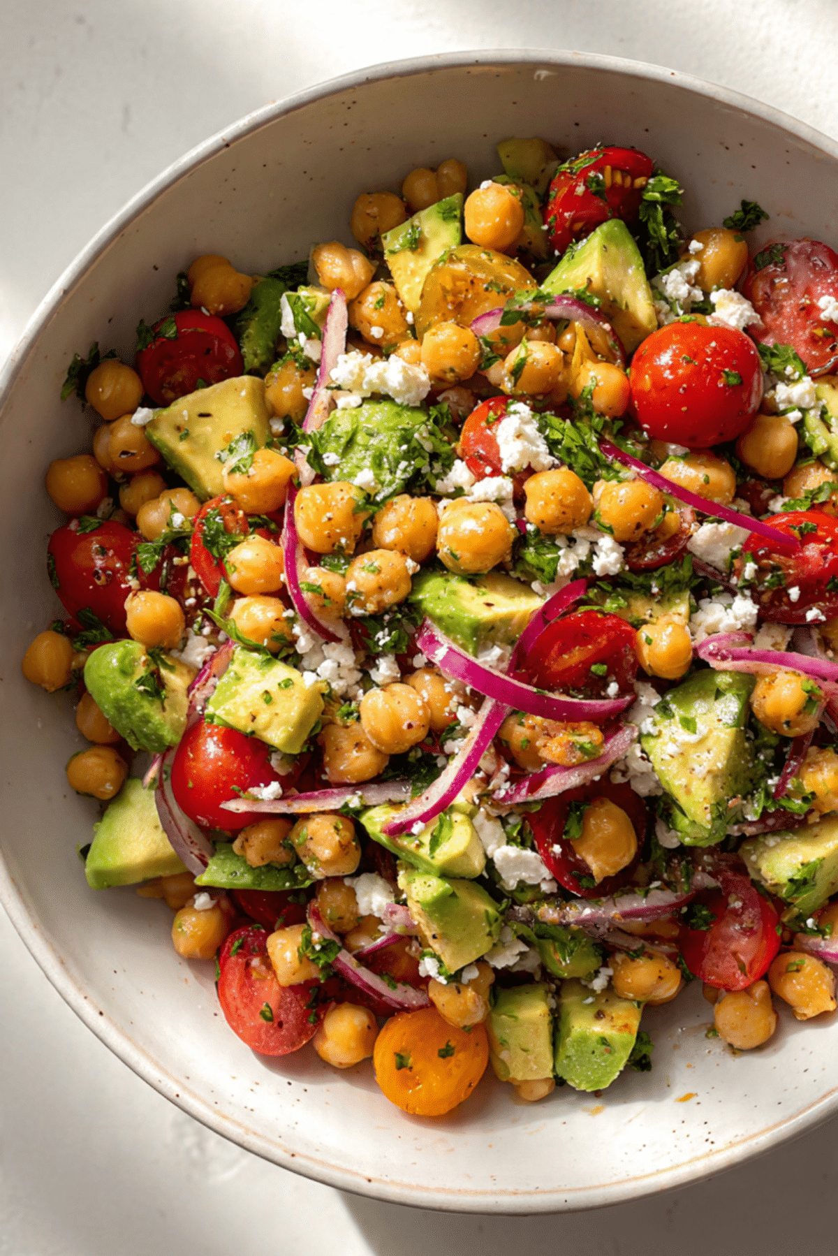 Chickpea Feta Avocado Salad
