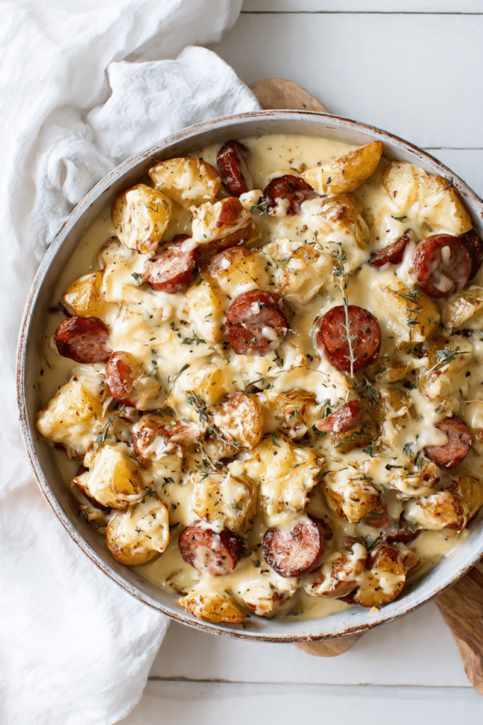 Cheesy Ranch Potatoes & Smoked Sausage