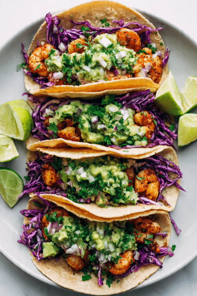 Shrimp Tacos with Avocado Salsa