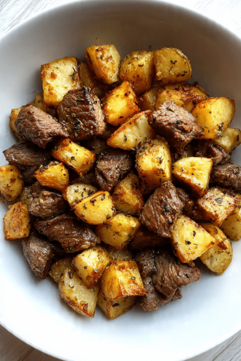 Garlic Butter Beef Bites Potatoes