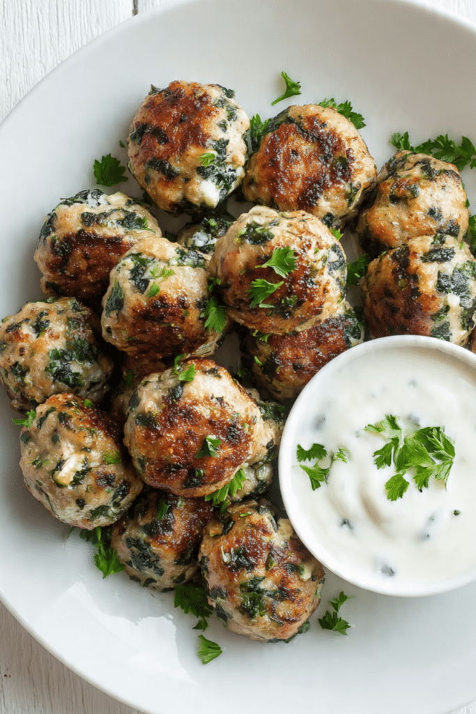 Spinach Feta Turkey Meatballs