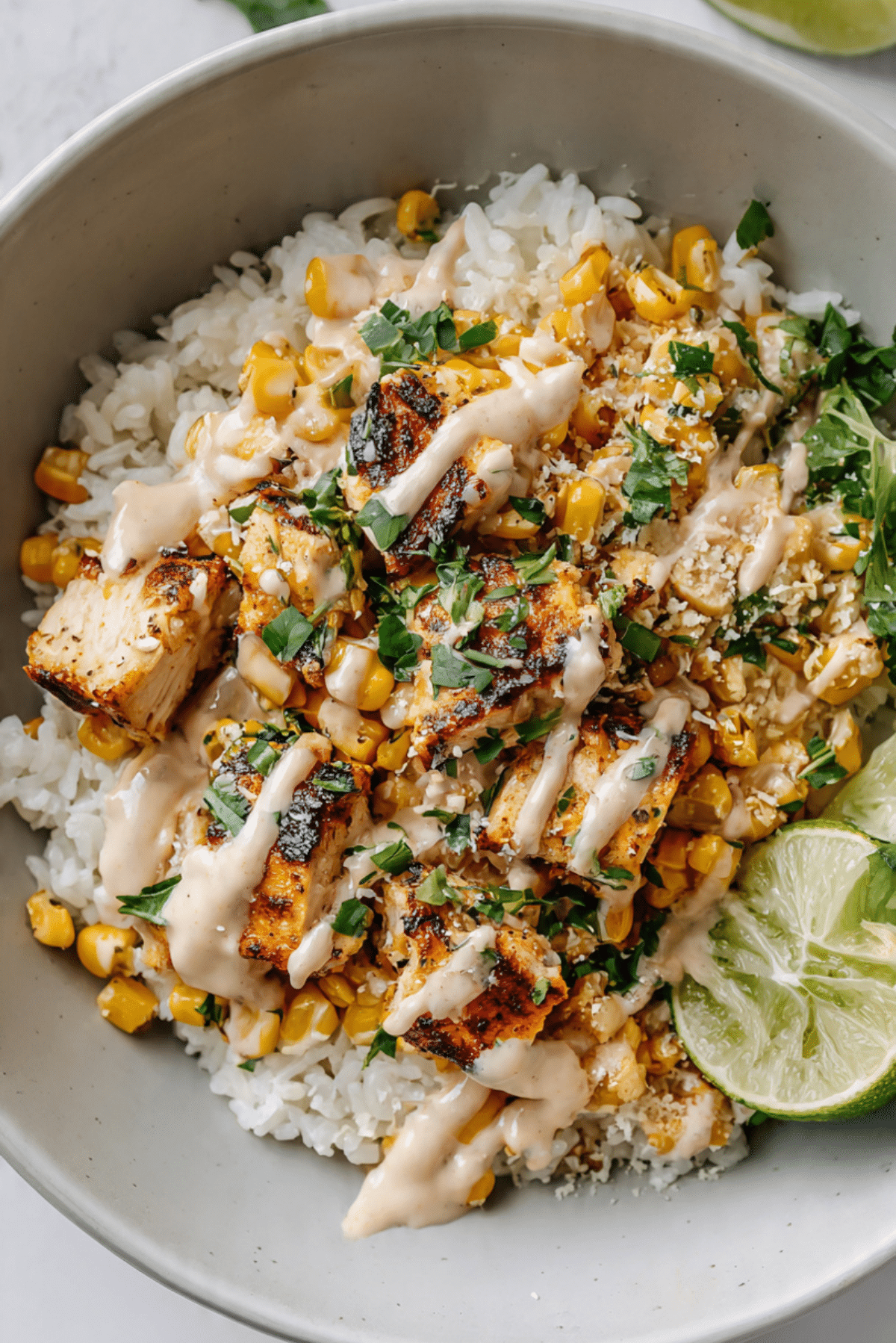 Street Corn Chicken Rice Bowl