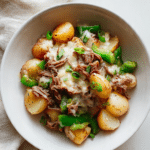 Crockpot Philly Cheesesteak Potatoes