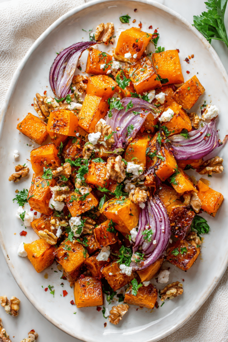 Maple Roasted Pumpkin with Chili and Feta