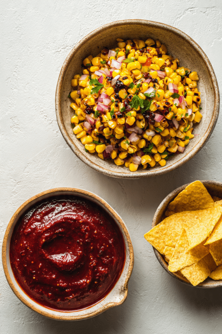 Smoked Corn Salsa & Salsa Roja