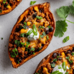 Protein loaded sweet potato boats