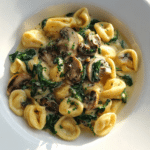 Creamy pasta with spinach & mushroom