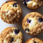 Blueberry Cheesecake Stuffed Crumble Muffins