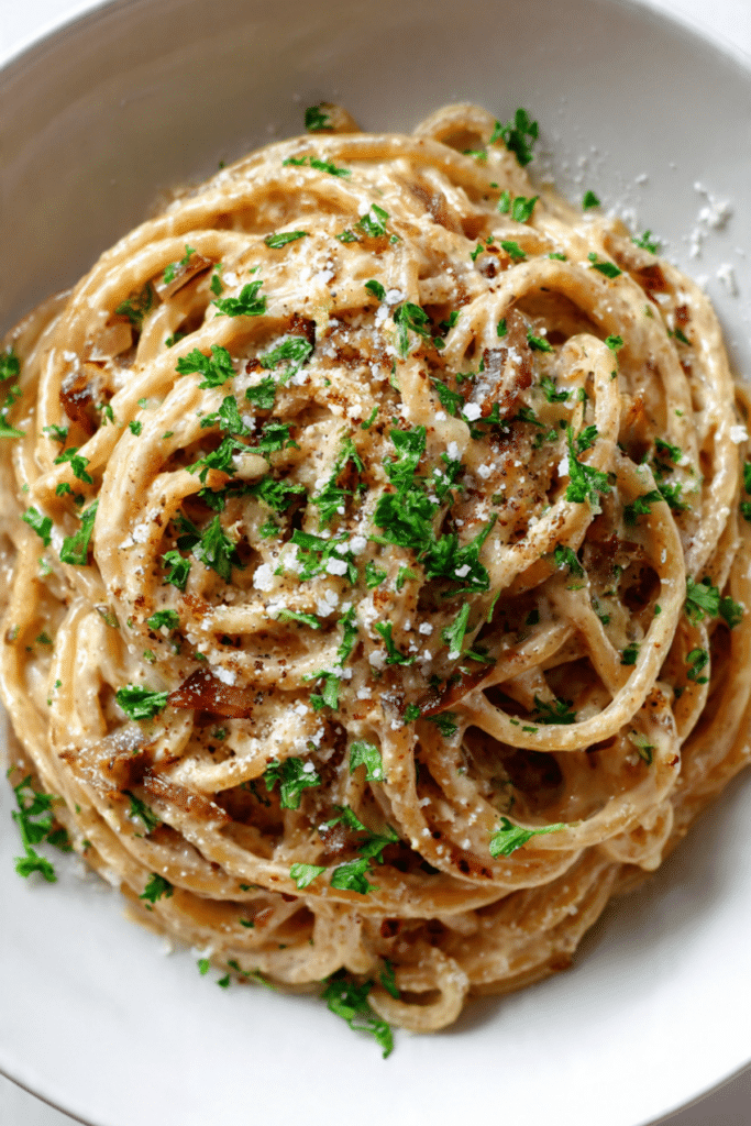 Creamy Vegan Caramelized Onion Pasta