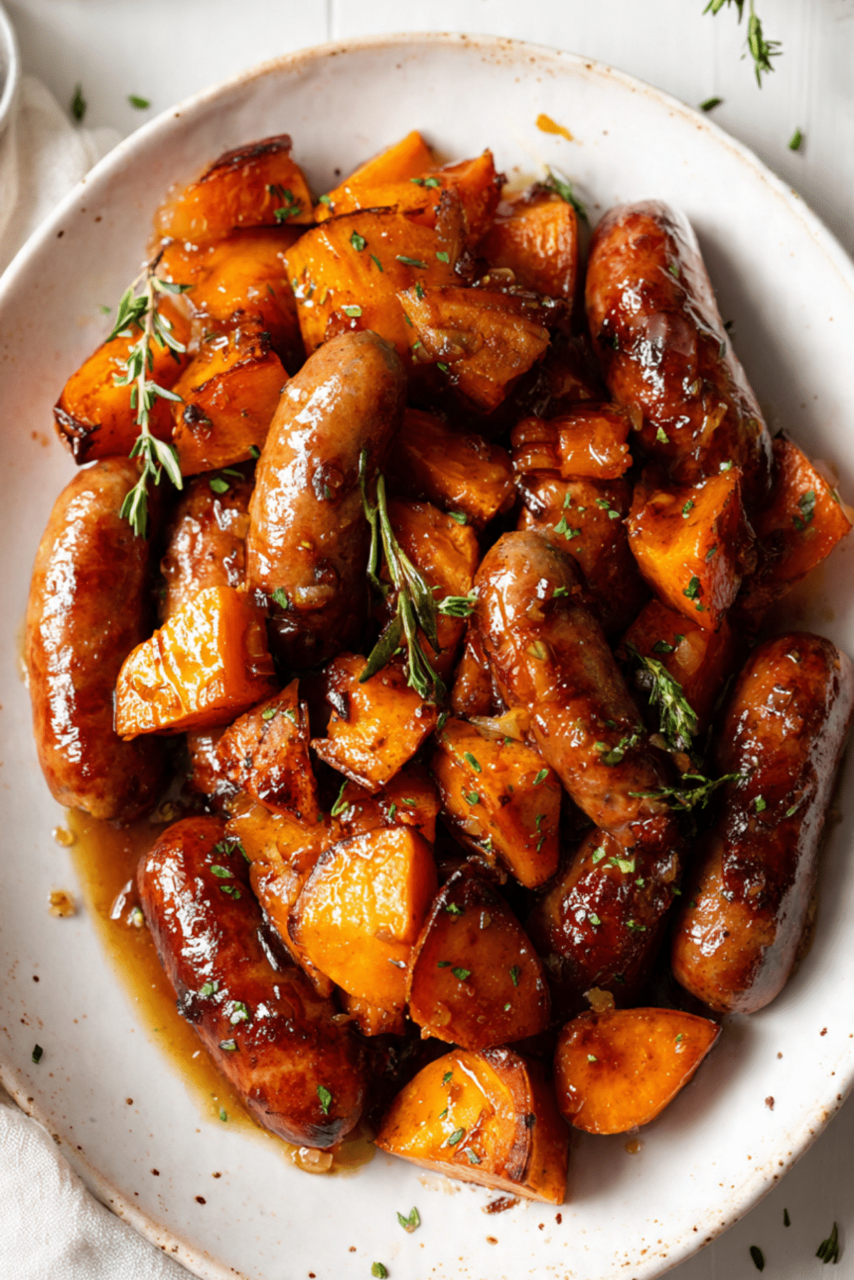 Sausage & Sweet Potato with Honey Garlic Sauce